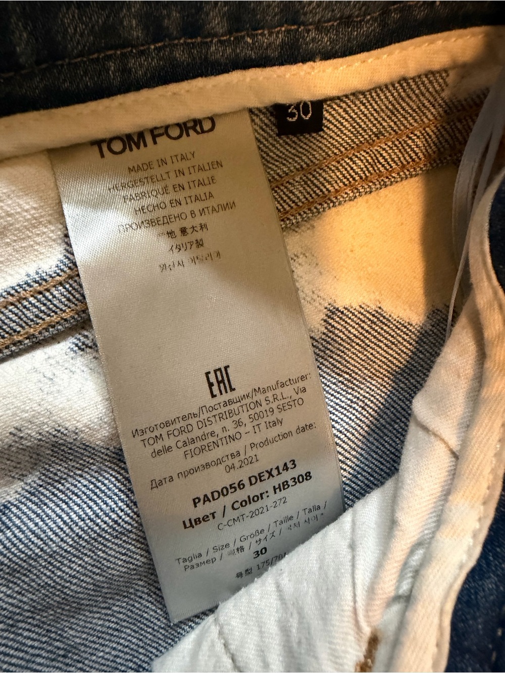 Tom Ford Tie Dye Bleached Blue Skinny Leg Denim Jeans with Branded Label 30 - Picture 7 of 10